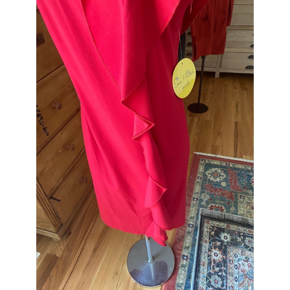 Emma & Michele Red Ruffle Rosette Sheath Dress Sleeveless Size 8 NWT - Picture 15 of 15